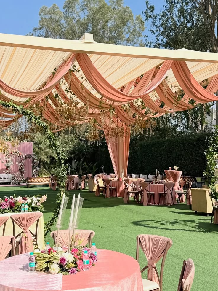 Wedding tent and seating arrangement